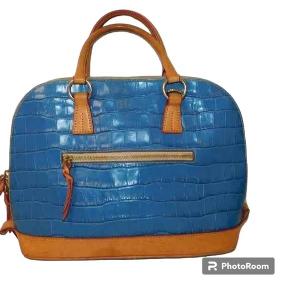 Dooney & Bourke Blue Crocodile Satchel Rare Color! Handbag Purse - Picture 7 of 16